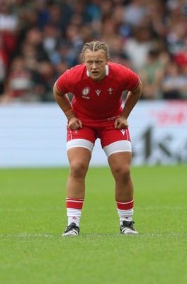 230825 - Wales v Scotland, Women’s Rugby World Cup - Lleucu George of Wales