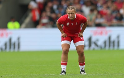 230825 - Wales v Scotland, Women’s Rugby World Cup - Lleucu George of Wales