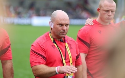 230825 - Wales v Scotland, Women’s Rugby World Cup - Sean Lynn, Wales Women head coach at the end of the match