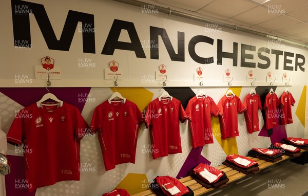 230825 - Wales v Scotland, Women’s Rugby World Cup - The Wales team changing room set for Wales opening Women’s Rugby World Cup match against Scotland