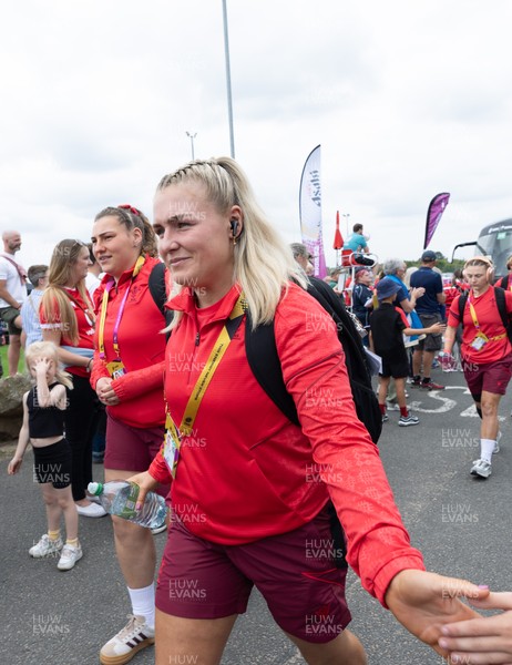230825 - Wales v Scotland, Women’s Rugby World Cup - Alex Callender of Wales arrives at the ground