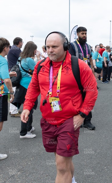 230825 - Wales v Scotland, Women’s Rugby World Cup - Sean Lynn, Wales Women head coach arrives at the ground