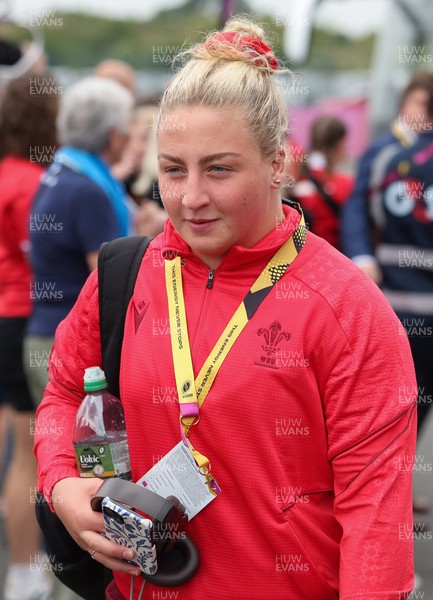 230825 - Wales v Scotland, Women’s Rugby World Cup - Molly Reardon of Wales arrives at the ground