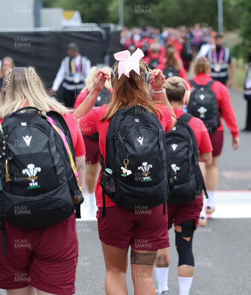 230825 - Wales v Scotland, Women’s Rugby World Cup - The Wales Team arrive at the ground