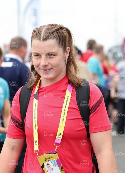 230825 - Wales v Scotland, Women’s Rugby World Cup - Kate Williams of Wales arrives at the ground