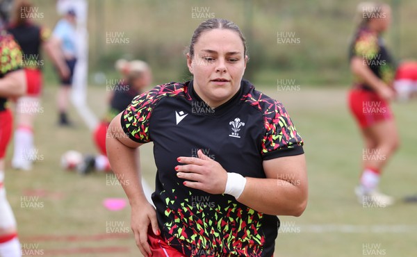 230825 - Wales v Scotland, Women’s Rugby World Cup - Jenni Scoble of Wales during warm up