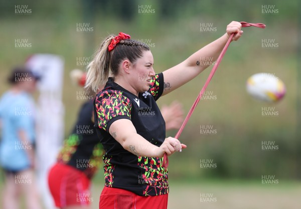230825 - Wales v Scotland, Women’s Rugby World Cup - Gwen Crabb of Wales during warm up
