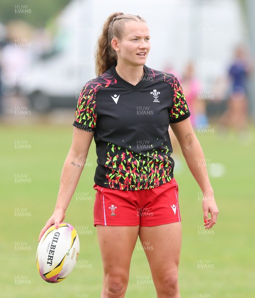230825 - Wales v Scotland, Women’s Rugby World Cup - Carys Cox of Wales during warm up