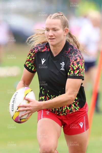 230825 - Wales v Scotland, Women’s Rugby World Cup - Carys Cox of Wales during warm up