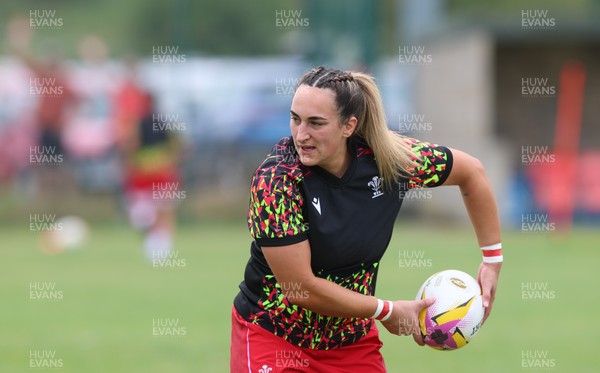 230825 - Wales v Scotland, Women’s Rugby World Cup - Courtney Keight of Wales during warm up