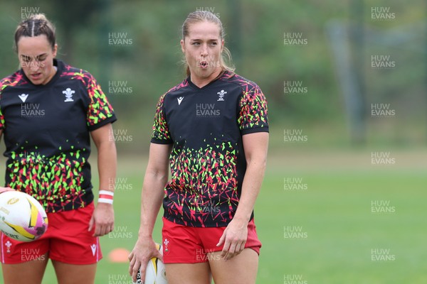 230825 - Wales v Scotland, Women’s Rugby World Cup - Lisa Neumann of Wales during warm up