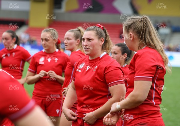 230825 - Wales v Scotland, Women’s Rugby World Cup - Gwenllian Pyrs of Wales at the end of the match