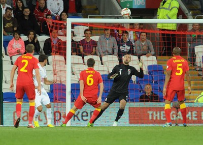 100913 -  Wales v Serbia - FIFA 2014 World Cup Qualifying Match -  Filip Dordevic of Serbia scores a goal( c ) Huw Evans Agency