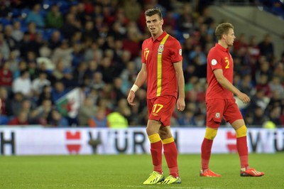 100913 -  Wales v Serbia - FIFA 2014 World Cup Qualifying Match -  Reaction from Gareth Bale of Wales( c ) Huw Evans Agency