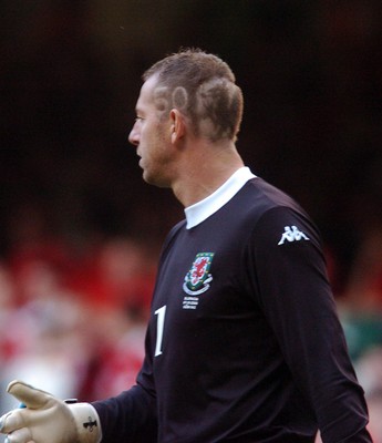 07.10.06 - Euro 2008 Qualifying Match, Group D Wales v Slovakia Wales goakkeeper Paul Jones who has had a dragon shaved into his hair to mark his 50th cap 