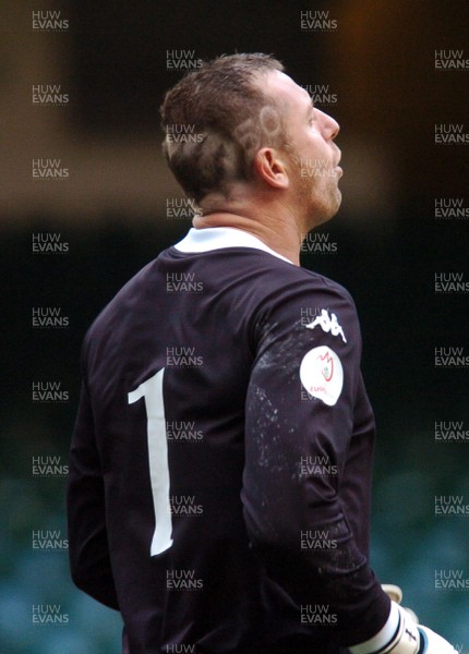 07.10.06 - Euro 2008 Qualifying Match, Group D Wales v Slovakia Wales goakkeeper Paul Jones who has had a dragon shaved into his hair to mark his 50th cap 