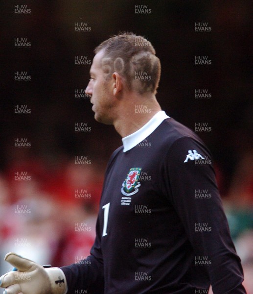 07.10.06 - Euro 2008 Qualifying Match, Group D Wales v Slovakia Wales goakkeeper Paul Jones who has had a dragon shaved into his hair to mark his 50th cap 