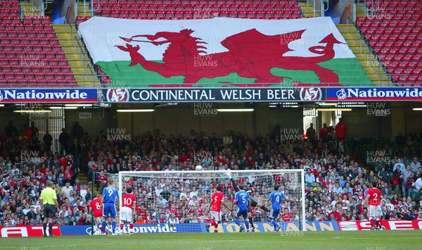 07.10.06...Wales v Slovakia, Euro 2008 Qualifying Match, Cardiff Wales concede the fourth goal to Slovakia under the shadow of the national flag 