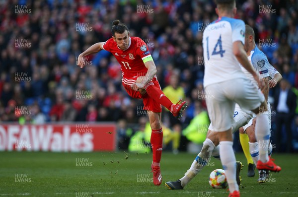 240319 - Wales v Slovakia - UEFA EURO 2020 Qualifier - Gareth Bale of Wales takes a shot at goal