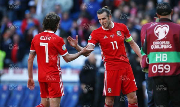 240319 - Wales v Slovakia - UEFA EURO 2020 Qualifier - Joe Allen and Gareth Bale of Wales