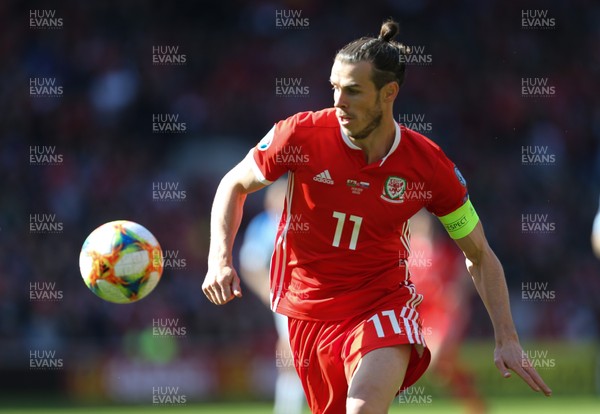 240319 - Wales v Slovakia, UEFA Euro 2020 Qualifier - Gareth Bale of Wales breaks away