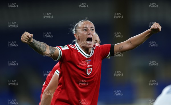 060922 - Wales v Slovenia, FIFA Women's World Cup 2023 Qualifier - Natasha Harding of Wales celebrates on the final whistle