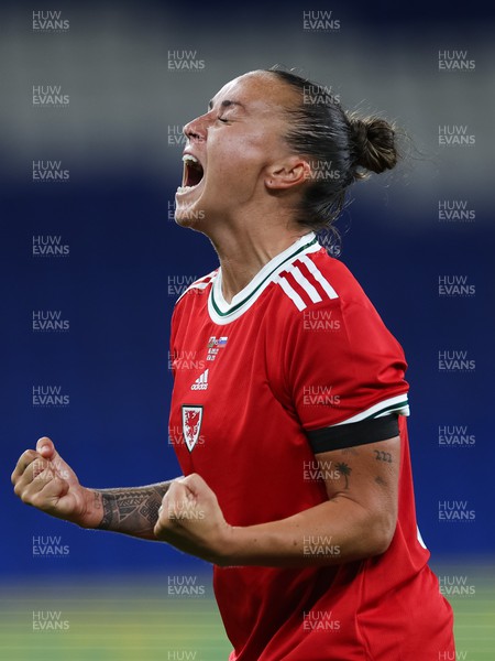 060922 - Wales v Slovenia, FIFA Women's World Cup 2023 Qualifier - Natasha Harding of Wales celebrates on the final whistle