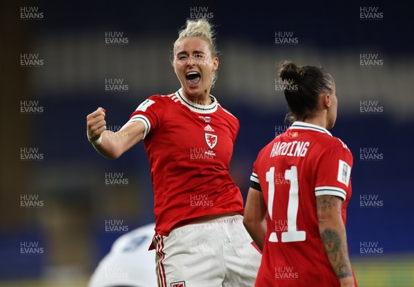 060922 - Wales v Slovenia, FIFA Women's World Cup 2023 Qualifier - Rhiannon Roberts of Wales celebrates at the end of the match