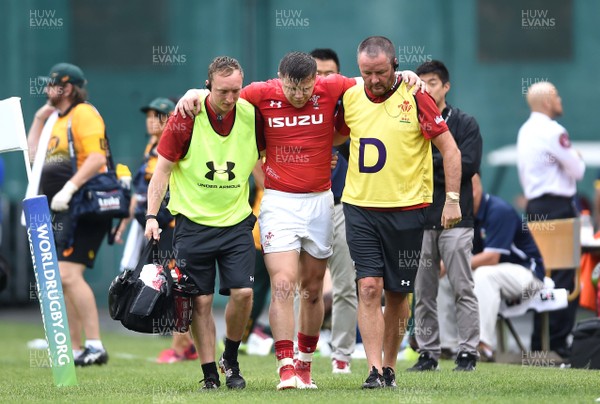 020618 - Wales v South Africa - International Rugby - Steff Evans of Wales leaves the field with an injury