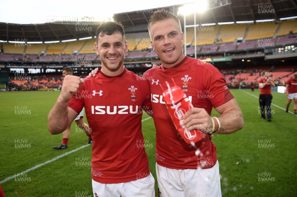 020618 - Wales v South Africa - International Rugby - Tomos Williams and Gareth Anscombe of Wales celebrate win