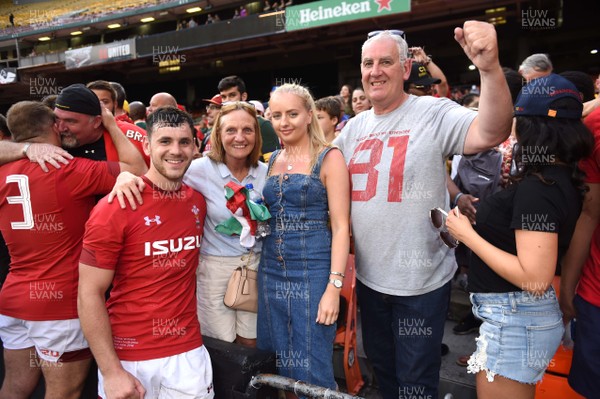 020618 - Wales v South Africa - International Rugby - Tomos Williams of Wales celebrate win with family
