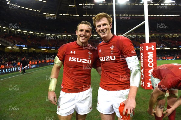 021217 - Wales v South Africa - Under Armour Series - Hadleigh Parkes and Rhys Patchell of Wales after the game