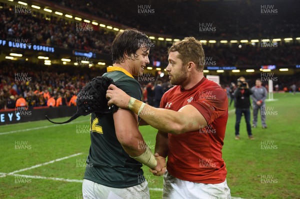 021217 - Wales v South Africa - Under Armour Series - Francois Venter of South Africa and Leigh Halfpenny of Wales