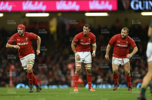 021217 - Wales v South Africa - Under Armour Series 2017 - Cory Hill, Aaron Shingler and Scott Andrews of Wales