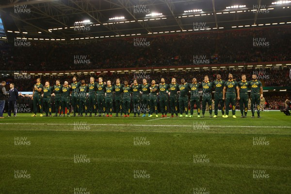 021217 Wales v New South Africa - Under Armour 2017 Series -  Players of South Africa line up for the Anthems