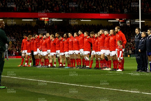 021217 Wales v New South Africa - Under Armour 2017 Series -  Players of Wales line up for The Anthems