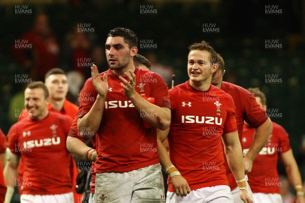 021217 Wales v New South Africa - Under Armour 2017 Series -  Cory Hill and Hallam Amos of Wales applaud the crowd after the game