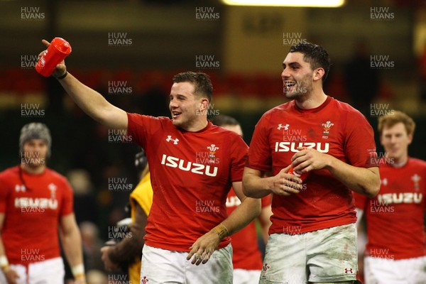 021217 Wales v New South Africa - Under Armour 2017 Series -  Elliot Dee and Cory Hill of Wales applaud the crowd after the game