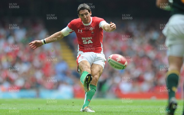 05.06.10 - Wales v South Africa - Principality Building Society Summer Test - James Hook of Wales kicks a drop goal. 