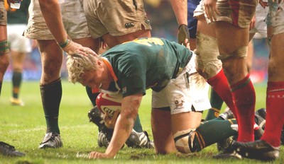 06.11.04 - Wales v South Africa Jean De Villiers claims a try for South Africa  