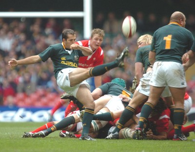 6-11-04. Wales v South Africa. Autumn International.  Springboks' Fourie De Preez gets ball away.  