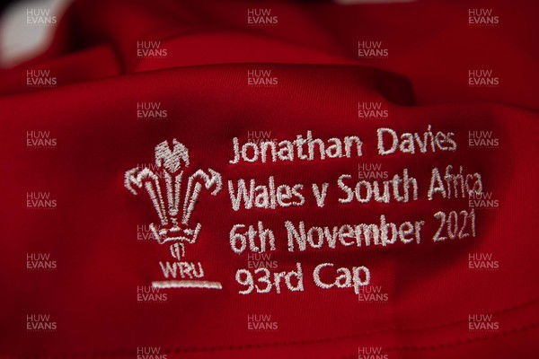 061121 - Wales v South Africa Springboks - Autumn Nations Cup - Jonathan Davies of Wales jersey hangs in the dressing room