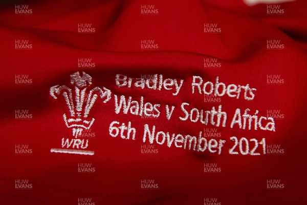 061121 - Wales v South Africa Springboks - Autumn Nations Cup - Bradley Roberts of Wales jersey hangs in the dressing room