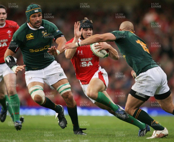 08.11.08 Wales v South Africa... Wales' Leigh Halfpenny is tackled by Conrad Jantjes. 