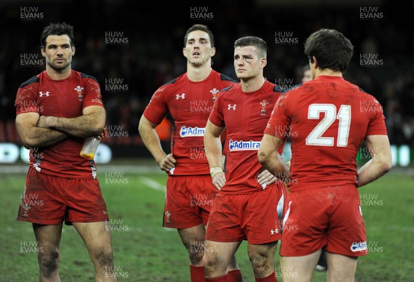 091113  - Wales v South Africa - 2013 Dove Men Series - Mike Phillips, George North, Scott Williams and Lloyd Williams of Wales looks dejected