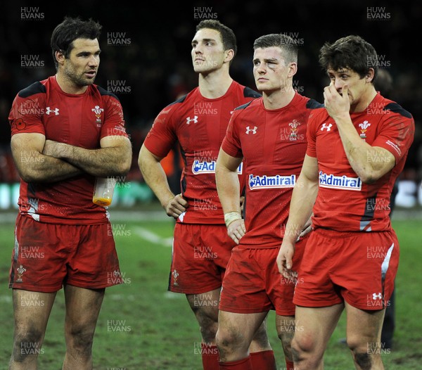 091113  - Wales v South Africa - 2013 Dove Men Series - Mike Phillips, George North, Scott Williams and Lloyd Williams of Wales looks dejected