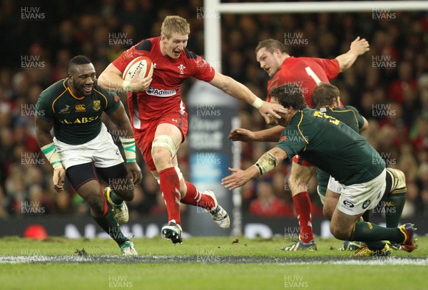 091113 - Wales v South Africa, Dove Mens Autumn Series - Wales' Bradley Davies gets past South Africa's Frans Malherbe