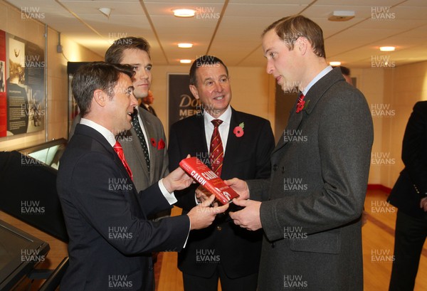 091113  - HRH Duke of Cambridge talks to the Owen Sheers during a Millennium Stadium before the game Wales v South Africa