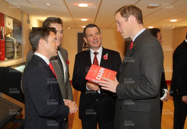 091113  - HRH Duke of Cambridge talks to the Owen Sheers during a Millennium Stadium before the game Wales v South Africa