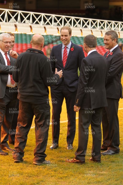 091113  - HRH Duke of Cambridge walks on the pitch during a visit to the Millennium Stadium before the game Wales v South Africa